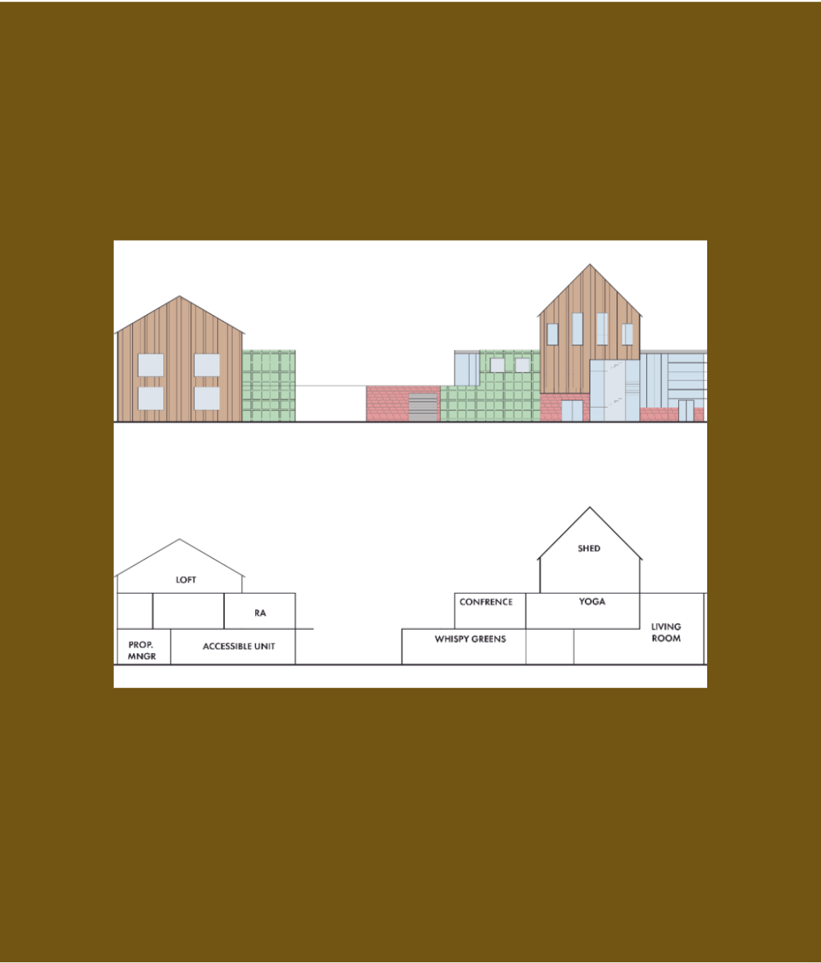 Architectural Elevation Map showing residential and commercial areas.